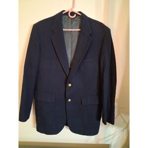 Oakbrook Mens Navy Blue 100% Pure Wool Blazer Gold Crest Button Sport Coat 42R